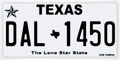 TX license plate DAL1450