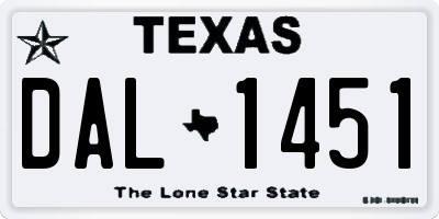 TX license plate DAL1451