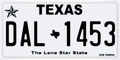 TX license plate DAL1453