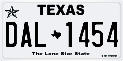 TX license plate DAL1454