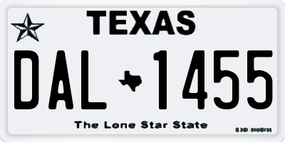 TX license plate DAL1455
