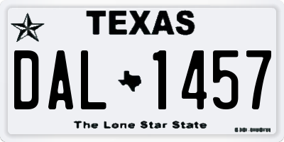 TX license plate DAL1457