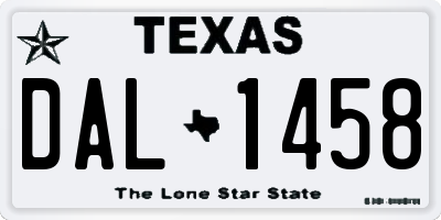 TX license plate DAL1458