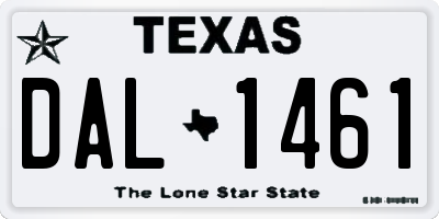 TX license plate DAL1461