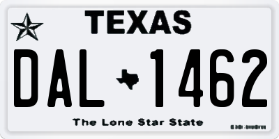 TX license plate DAL1462