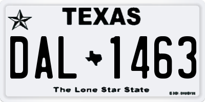 TX license plate DAL1463