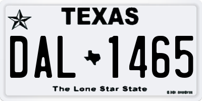 TX license plate DAL1465