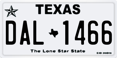 TX license plate DAL1466