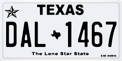 TX license plate DAL1467