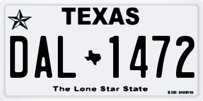 TX license plate DAL1472