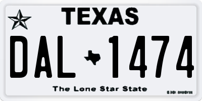 TX license plate DAL1474