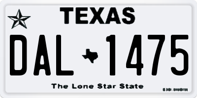 TX license plate DAL1475