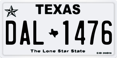 TX license plate DAL1476