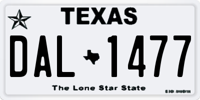 TX license plate DAL1477
