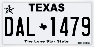 TX license plate DAL1479