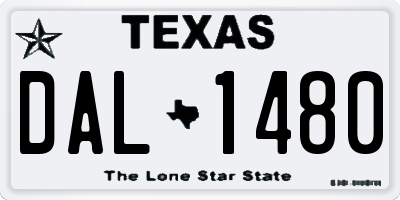 TX license plate DAL1480