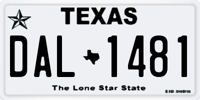 TX license plate DAL1481