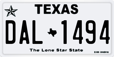 TX license plate DAL1494