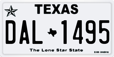 TX license plate DAL1495