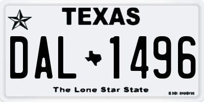 TX license plate DAL1496
