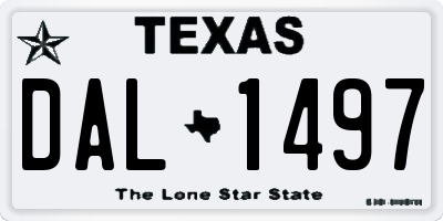 TX license plate DAL1497