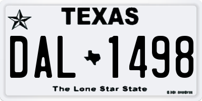 TX license plate DAL1498
