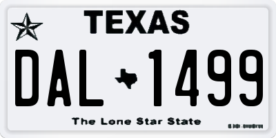 TX license plate DAL1499