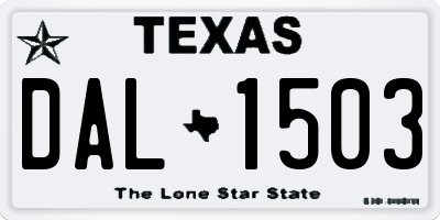 TX license plate DAL1503