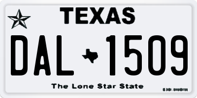 TX license plate DAL1509