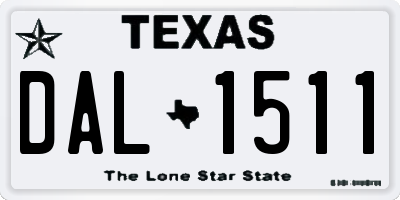 TX license plate DAL1511