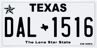 TX license plate DAL1516