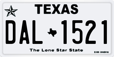 TX license plate DAL1521