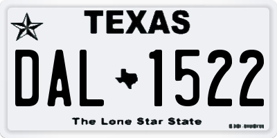 TX license plate DAL1522