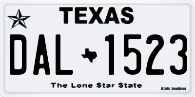 TX license plate DAL1523