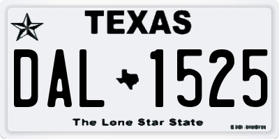 TX license plate DAL1525