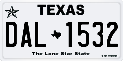 TX license plate DAL1532