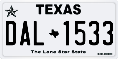 TX license plate DAL1533