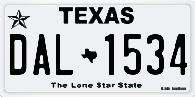 TX license plate DAL1534