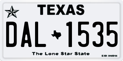 TX license plate DAL1535