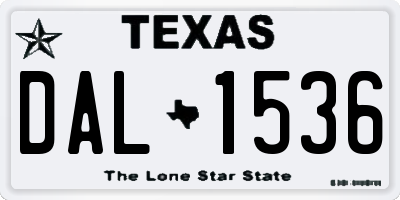TX license plate DAL1536