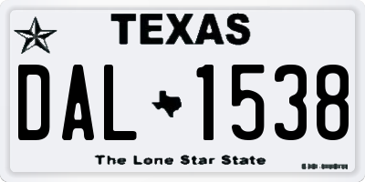 TX license plate DAL1538