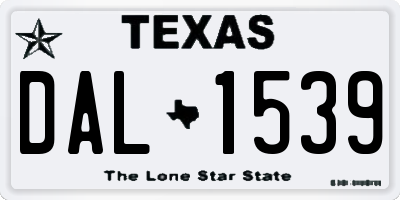 TX license plate DAL1539