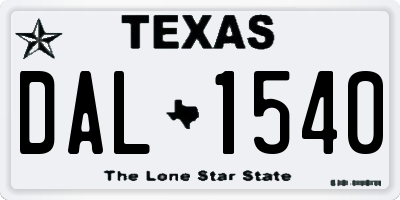 TX license plate DAL1540