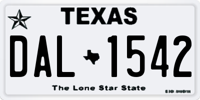 TX license plate DAL1542