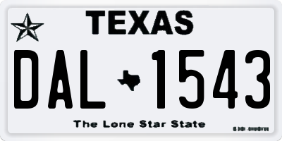 TX license plate DAL1543