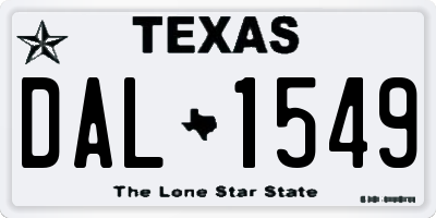 TX license plate DAL1549