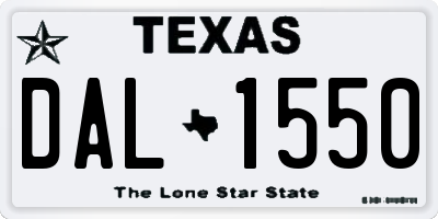 TX license plate DAL1550