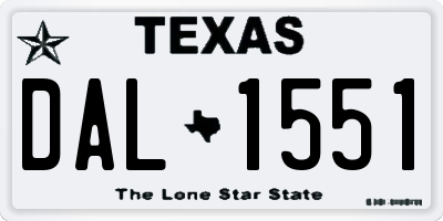 TX license plate DAL1551