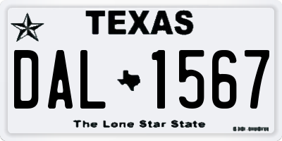 TX license plate DAL1567
