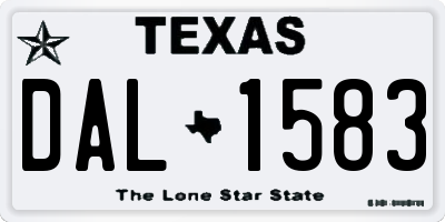 TX license plate DAL1583